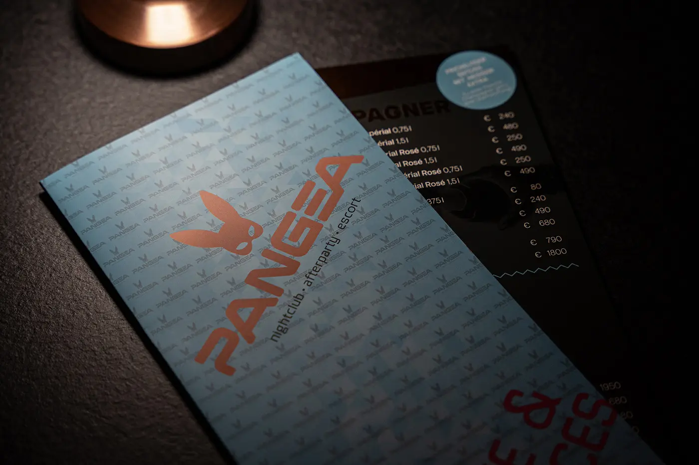 Pangea Wien – Getränkekarte auf dem Tisch der Club-Bar